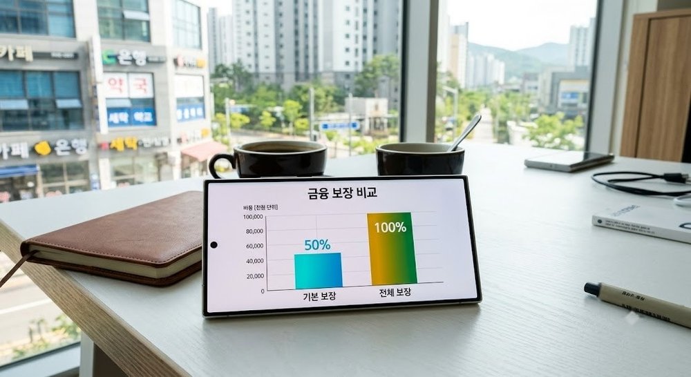 스마트폰으로 보험 보장 비율을 확인하는 모습